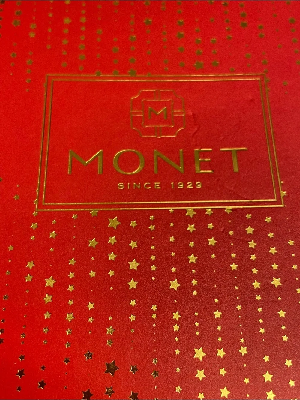 Monet 2025 Gold & Pearls Encrusted Snowflake Ornament With Red Box.